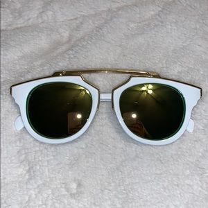 White open frame reflective sunglasses